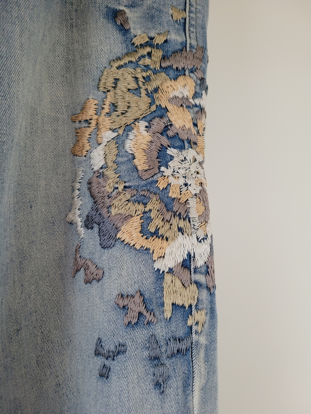 NILE Atelier Embroidered Floral Jeans Size 31 | Drawstring Waist | Boho Denim - Picture 4 of 12
